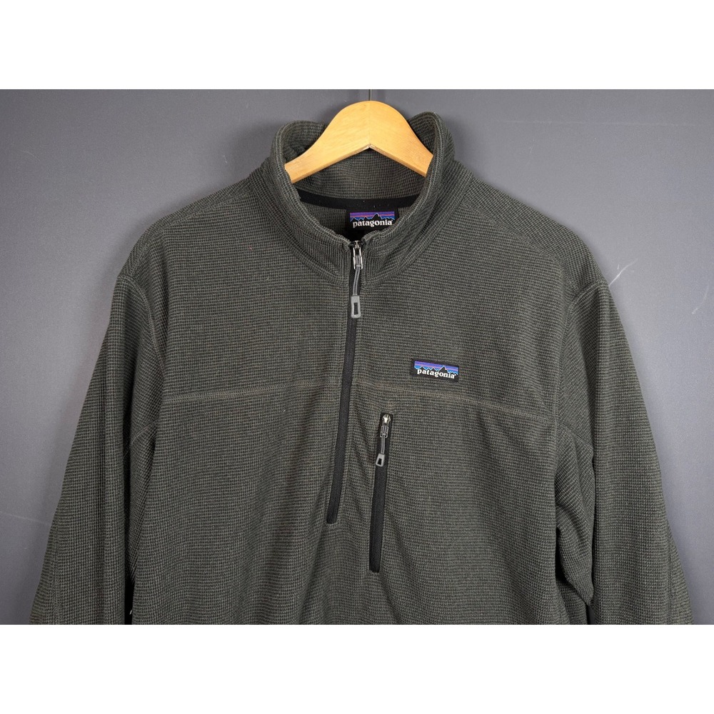 Patagonia R1 Quarter Zip Fleece Pullover Mens Large Gray Waffle Knit
